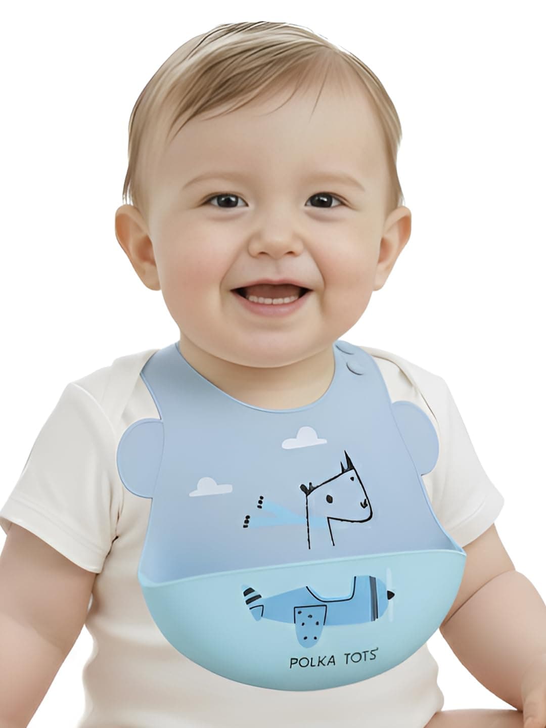 POLKA TOTS Waterproof Silicone Bibs with Adjustable Snap Buttons