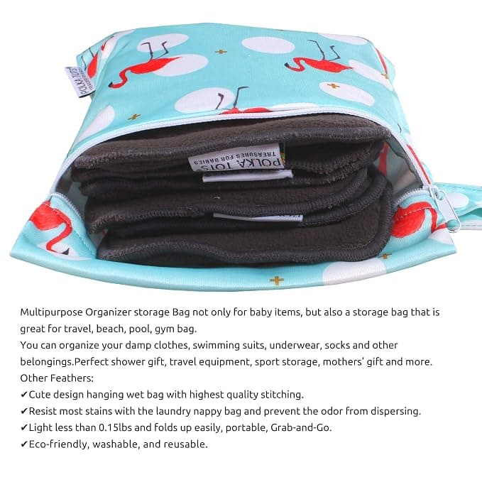 POLKA TOTS Waterproof & Reusable Wet Dry Baby Diaper Bag